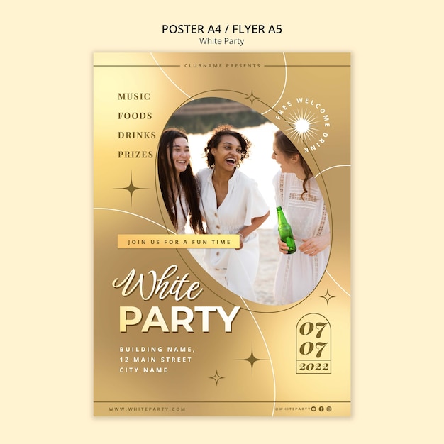 White party poster template