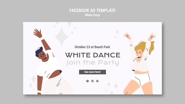 Рекламный шаблон белой вечеринки в социальных сетях
