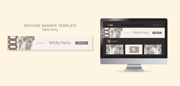 Free PSD white party youtube banner template