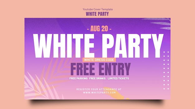 White party youtube cover template with vegetation