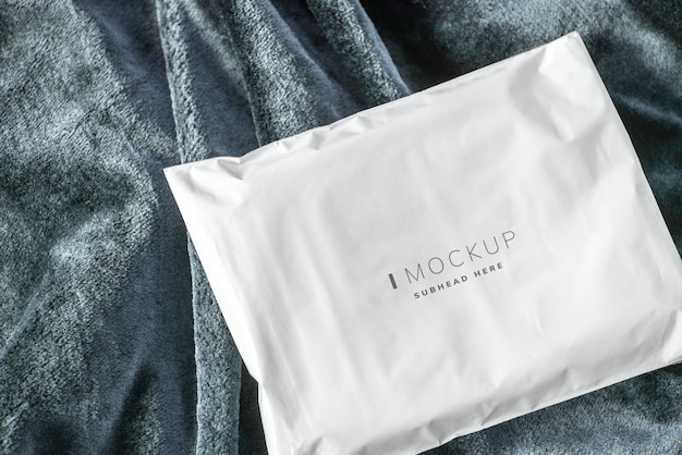 White plastic envelope packaging mockup