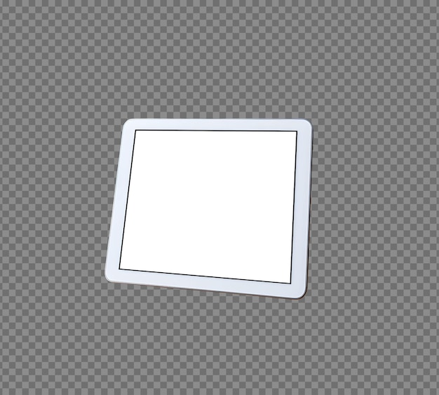 White realistic computer tablet design with blank screen mockup