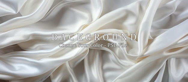白いサテン織物の質感の背景 波紋のある白いシルク織物のクローズアップ