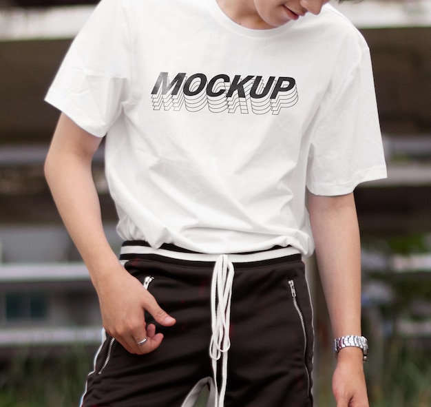 White shirt mockup with handsome man