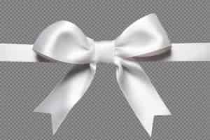 Free PSD white silk ribbon with bow isolated on transparent background