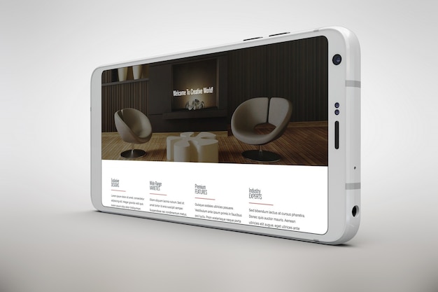 White smartphone mock up horizontal view