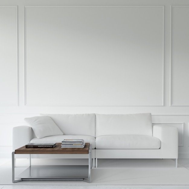 Free PSD white sofa and table