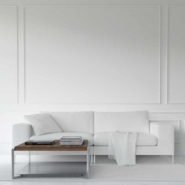 Free PSD white sofa and table