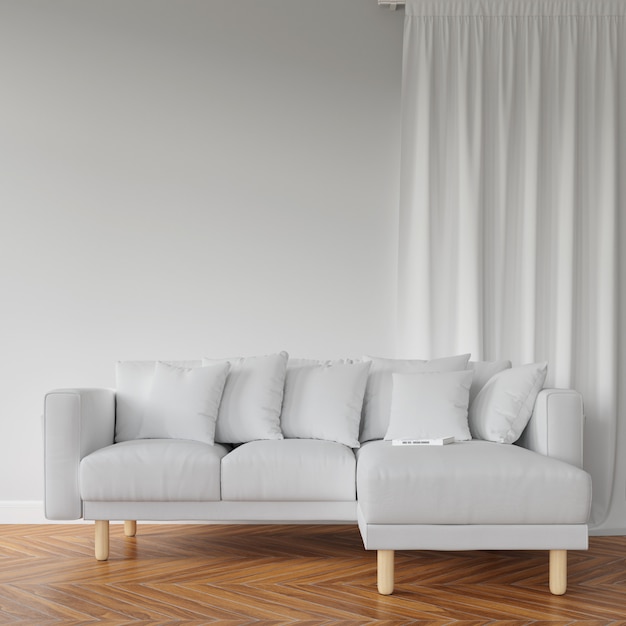 white sofa and table