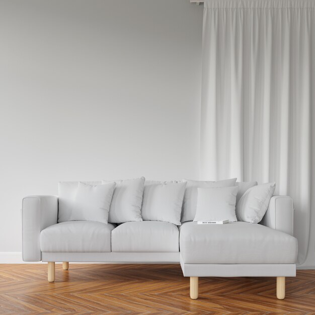 white sofa and table