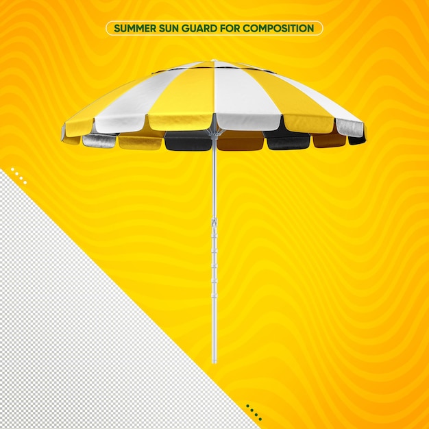 Free PSD white summer parasol with yellow