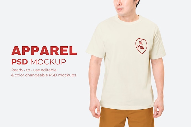 White t-shirt psd mockup for men’s clothing advertisement