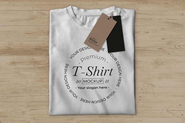 White t-shirt with labels mockup