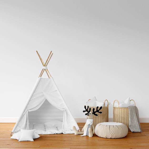 white teepee and baskets