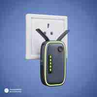 Free PSD wifi extender icon isolated 3d render illustration