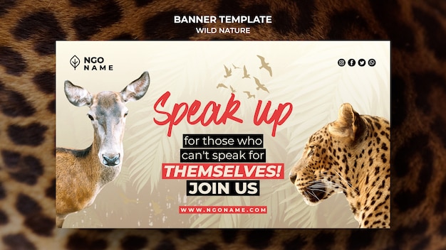 Free PSD wild nature banner template with photo