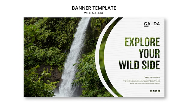 PSD gratuito modello di banner di natura selvaggia con foto
