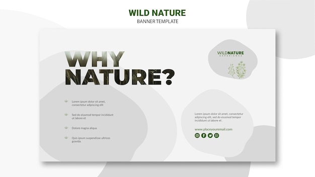 Wild nature banner template with stains