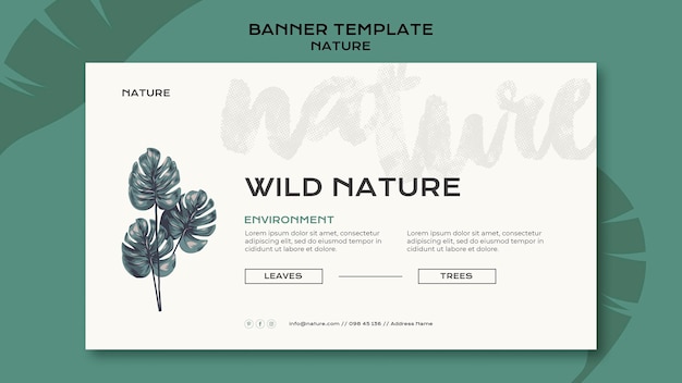 Free PSD wild nature banner with leaves