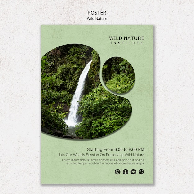 Free PSD wild nature concept for poster template