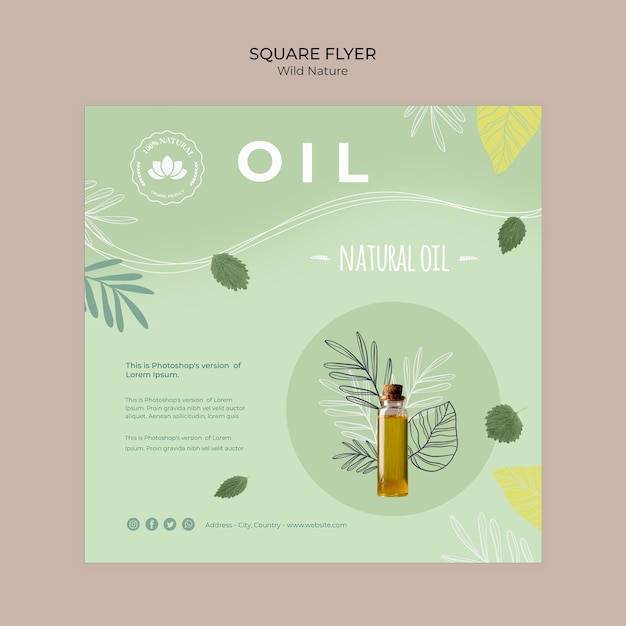 Free PSD wild nature square flyer with natural oil