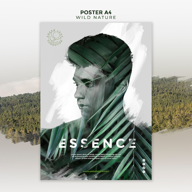 Get Closer to Nature with the ‘Wild Nature with Man Between Leaves Poster’ PSD Template