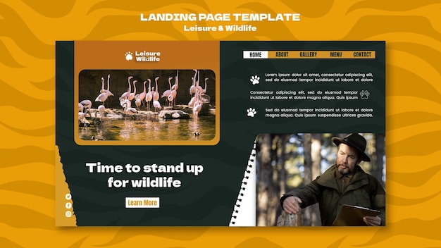 Wildlife preservation and protection landing page template