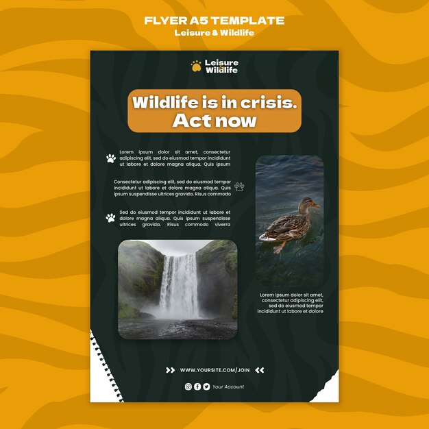 Wildlife preservation and protection vertical flyer template