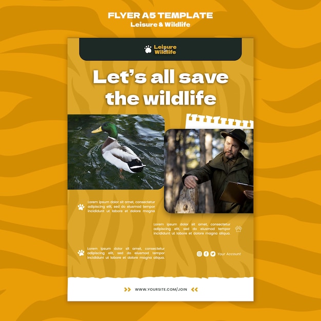 Free PSD wildlife preservation and protection vertical flyer template