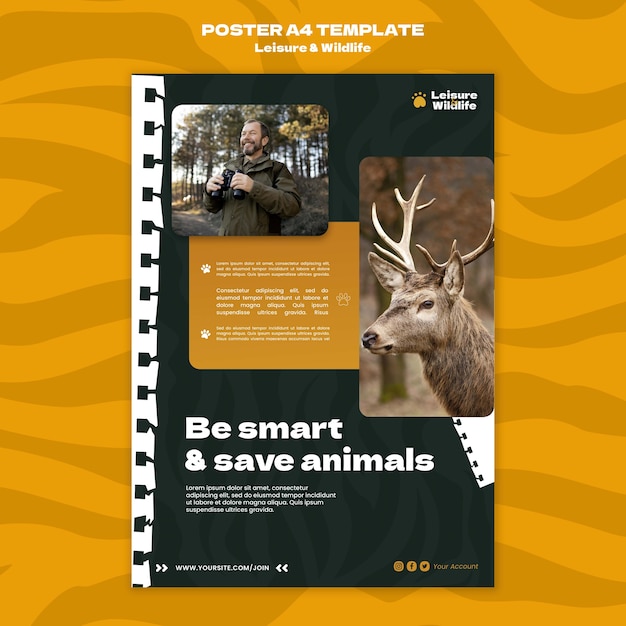 PSD gratuito modello di poster verticale per la conservazione e la protezione della fauna selvatica