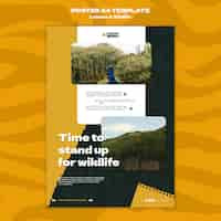 Free PSD wildlife preservation and protection vertical poster template