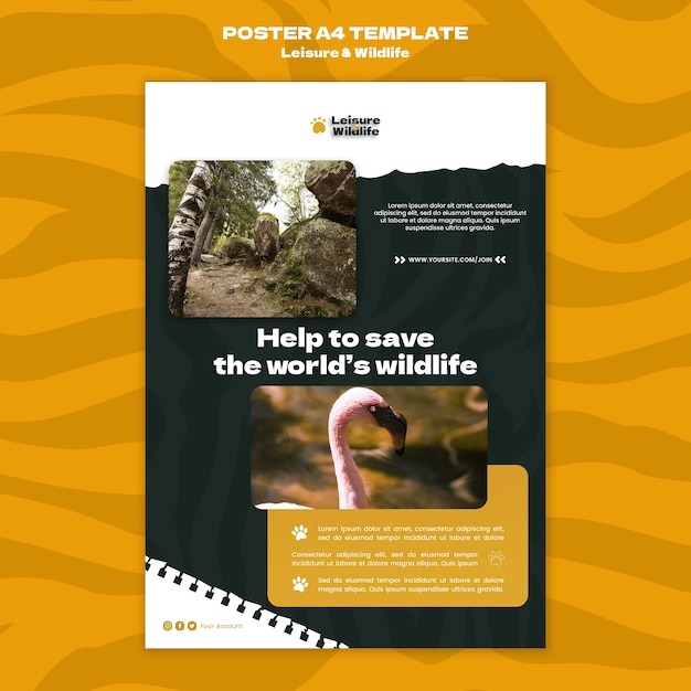 Wildlife preservation and protection vertical poster template