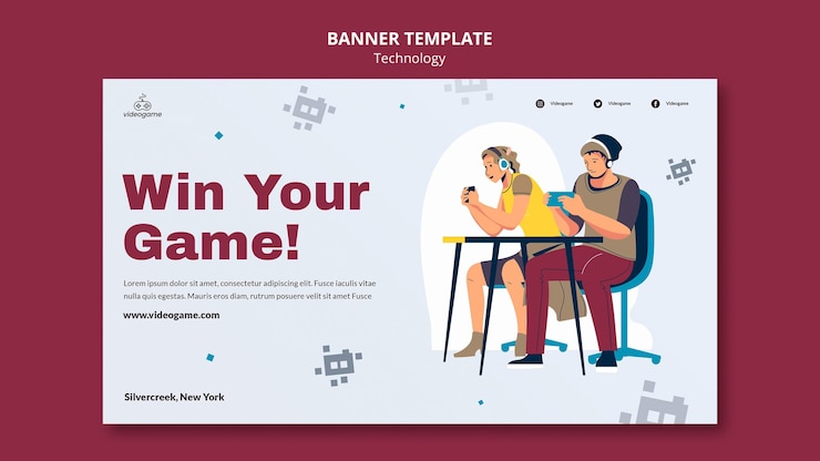 Free PSD win the game banner template