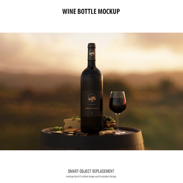 Free PSD wine bottle mockup