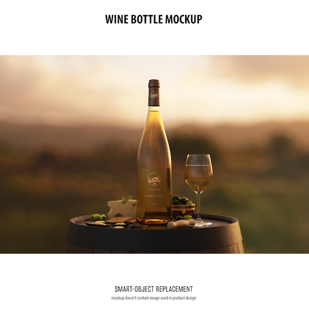 Free PSD wine bottle mockup