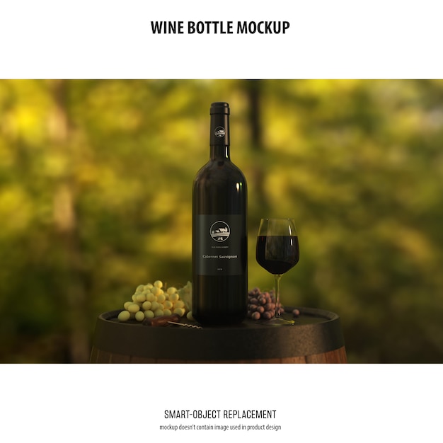 Wine bottle mockup for PSD templates: Free download