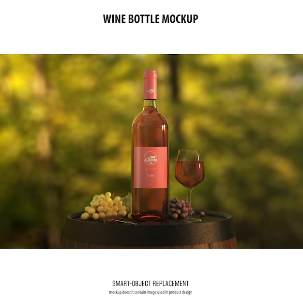 Free Wine Bottle Mockup PSD Template