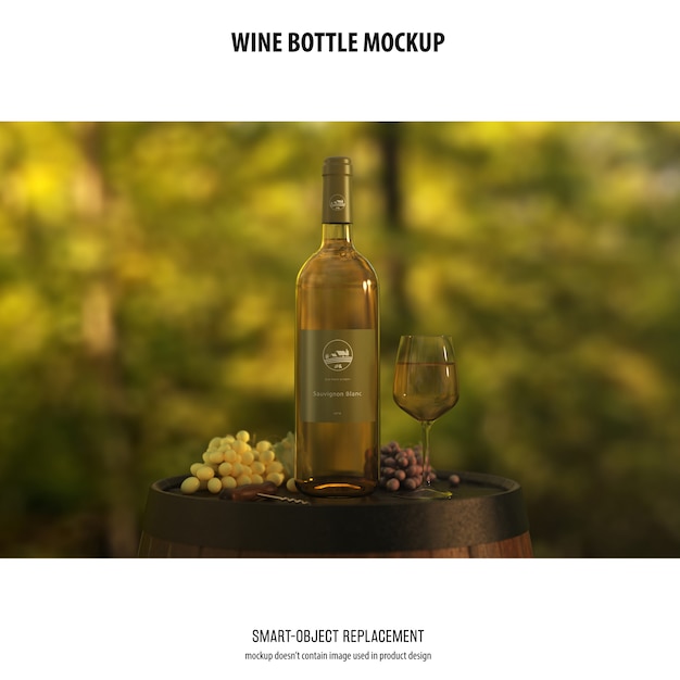 Free PSD wine bottle mockup