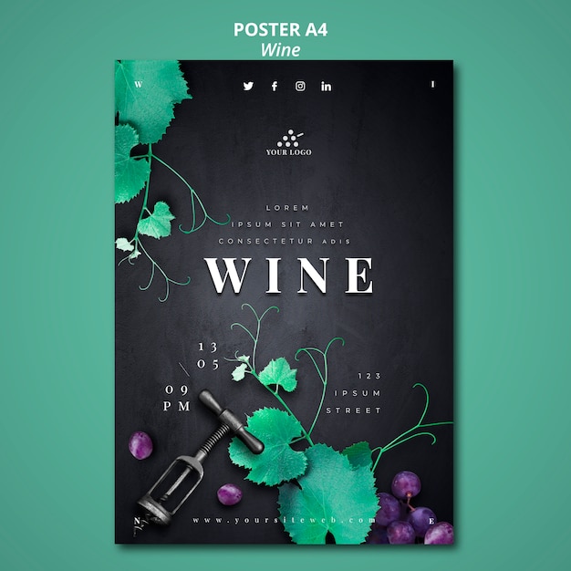 PSD gratuito stile poster dell'azienda vinicola