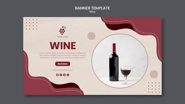 PSD gratuito modello di bandiera del concetto di vino