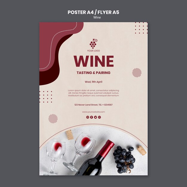 Wine concept flyer template