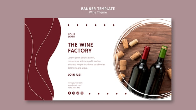 PSD gratuito il modello di banner di fabbrica di vino