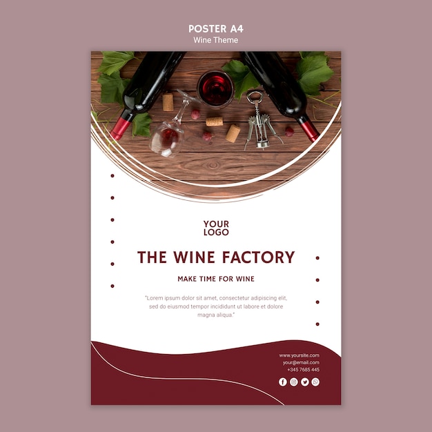 PSD gratuito il modello di poster della fabbrica di vino