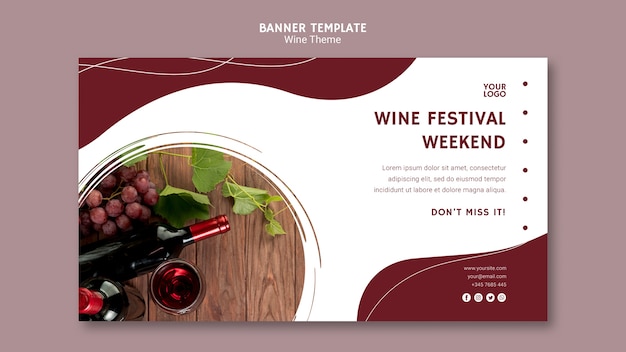 Wine festival weekend banner template