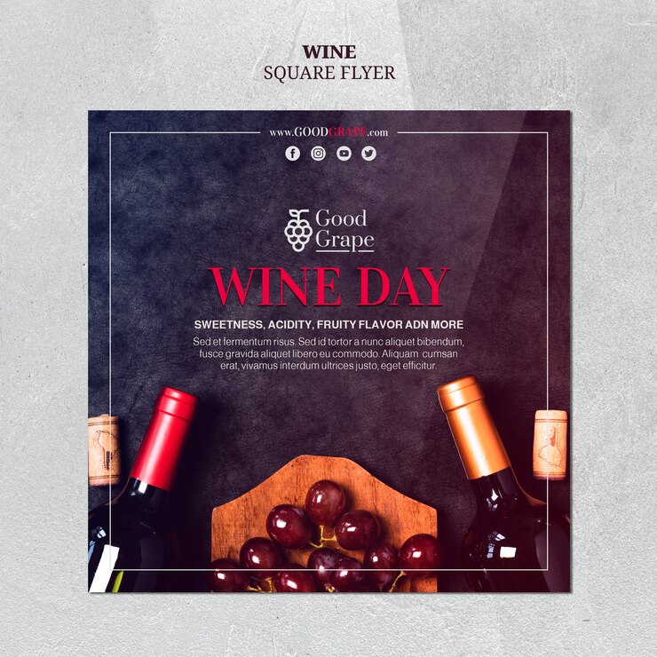 मुफ़्त PSD wine flyer template design