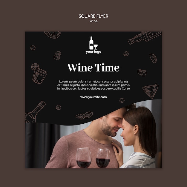 Free PSD wine flyer template