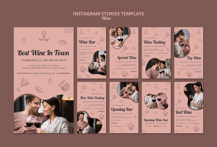 無料PSD ワインinstagramストーリーテンプレート