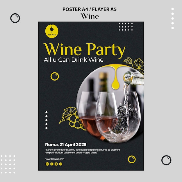 Free PSD wine poster template concept