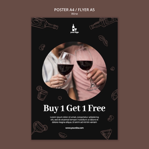 Free PSD wine poster template concept