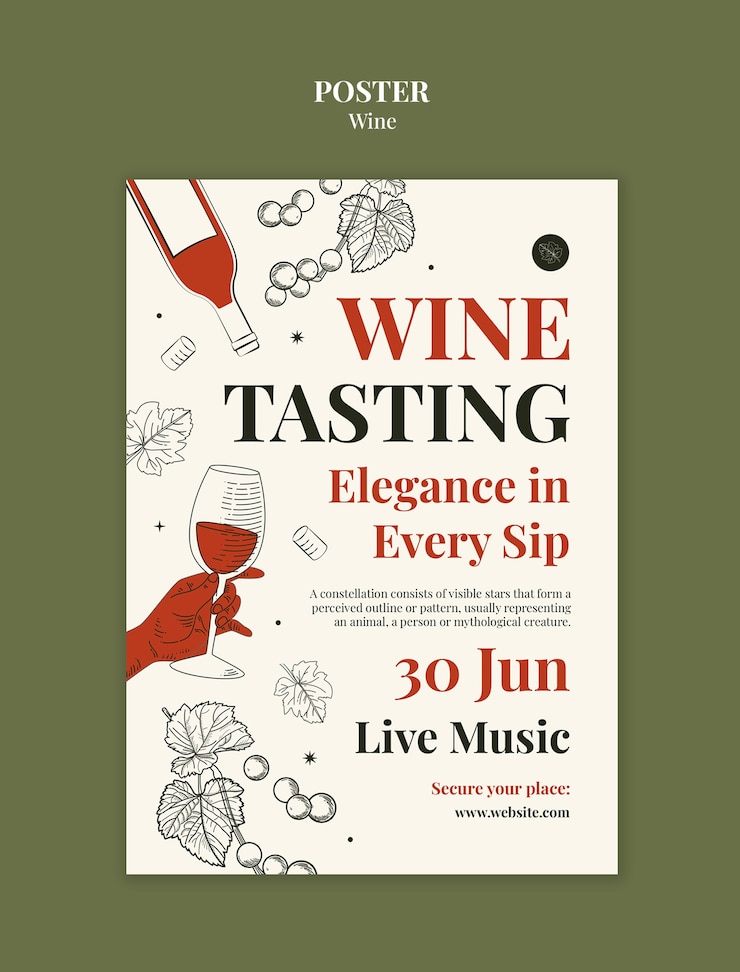 Free PSD wine poster template design